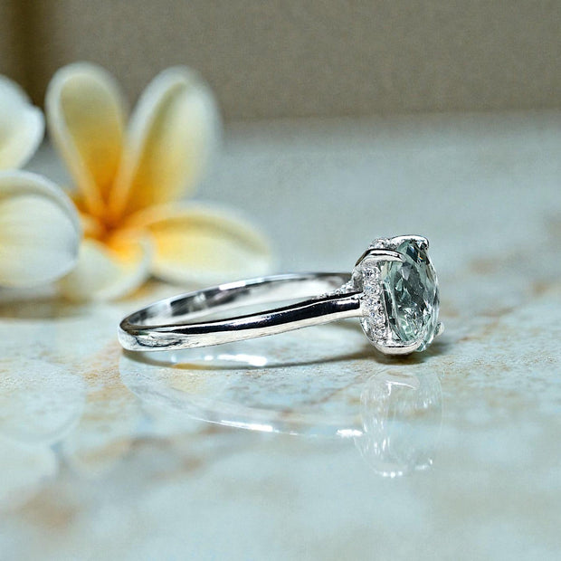 Natural Green Amethyst Art Deco Wedding Ring