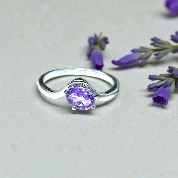 Oval Cut Natural Lavender Amethyst Birthstone Ring RG-GM-AT-SL-026