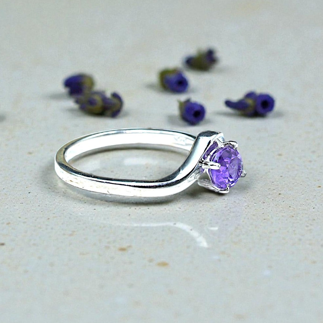 Oval Cut Natural Lavender Amethyst Birthstone Ring RG-GM-AT-SL-026
