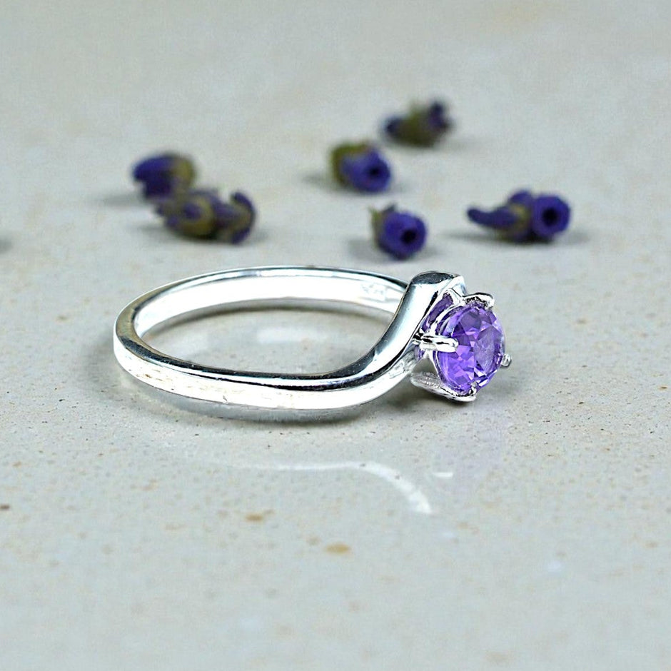 Oval Cut Natural Lavender Amethyst Birthstone Ring RG-GM-AT-SL-026