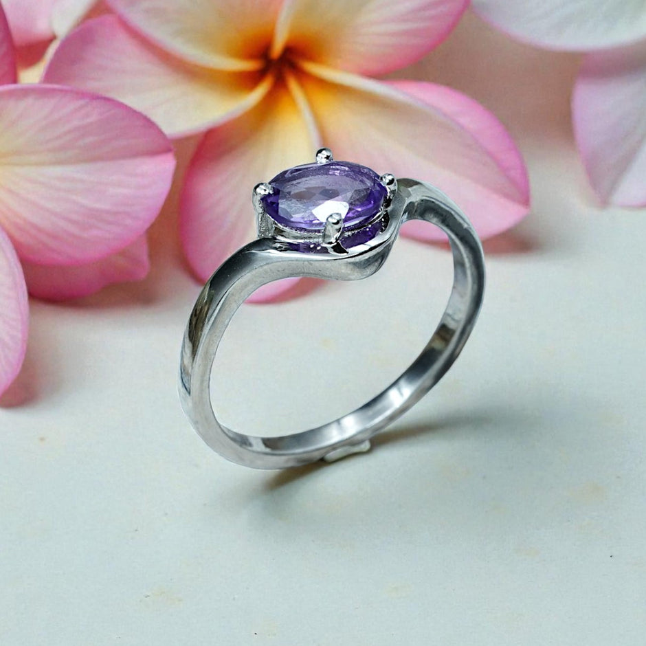 Oval Cut Natural Lavender Amethyst Birthstone Ring RG-GM-AT-SL-026