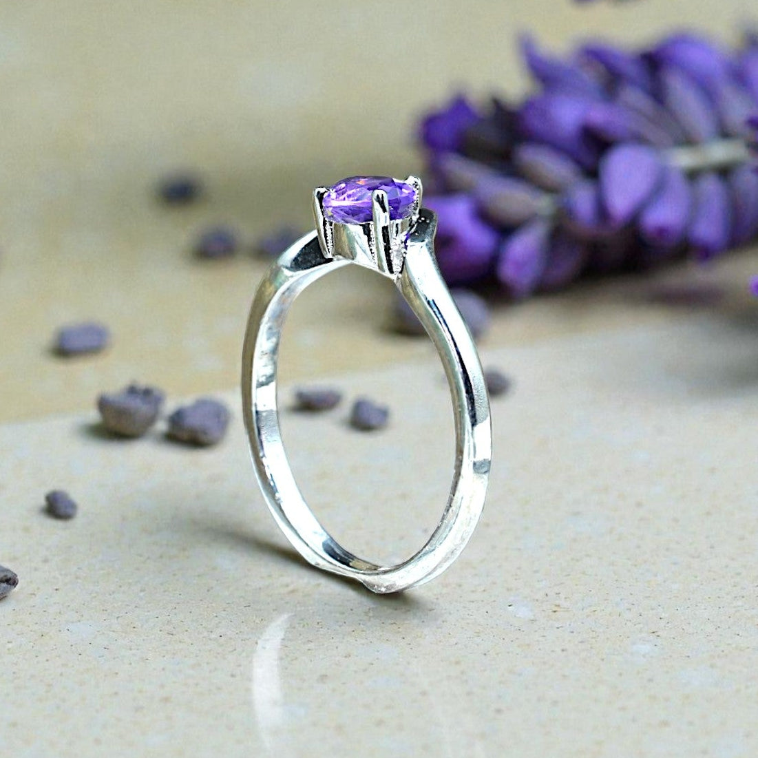 Oval Cut Natural Lavender Amethyst Birthstone Ring RG-GM-AT-SL-026