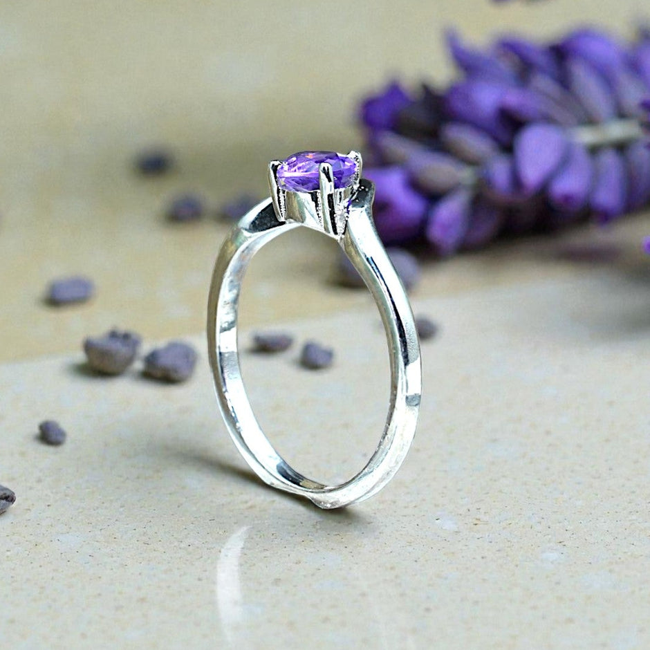 Oval Cut Natural Lavender Amethyst Birthstone Ring RG-GM-AT-SL-026