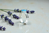 Emerald Cut Natural Blue Topaz birthstone  Ring RG-GM-BT-SL-014
