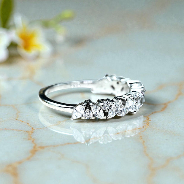 Moissanite Diamond Half Eternity band