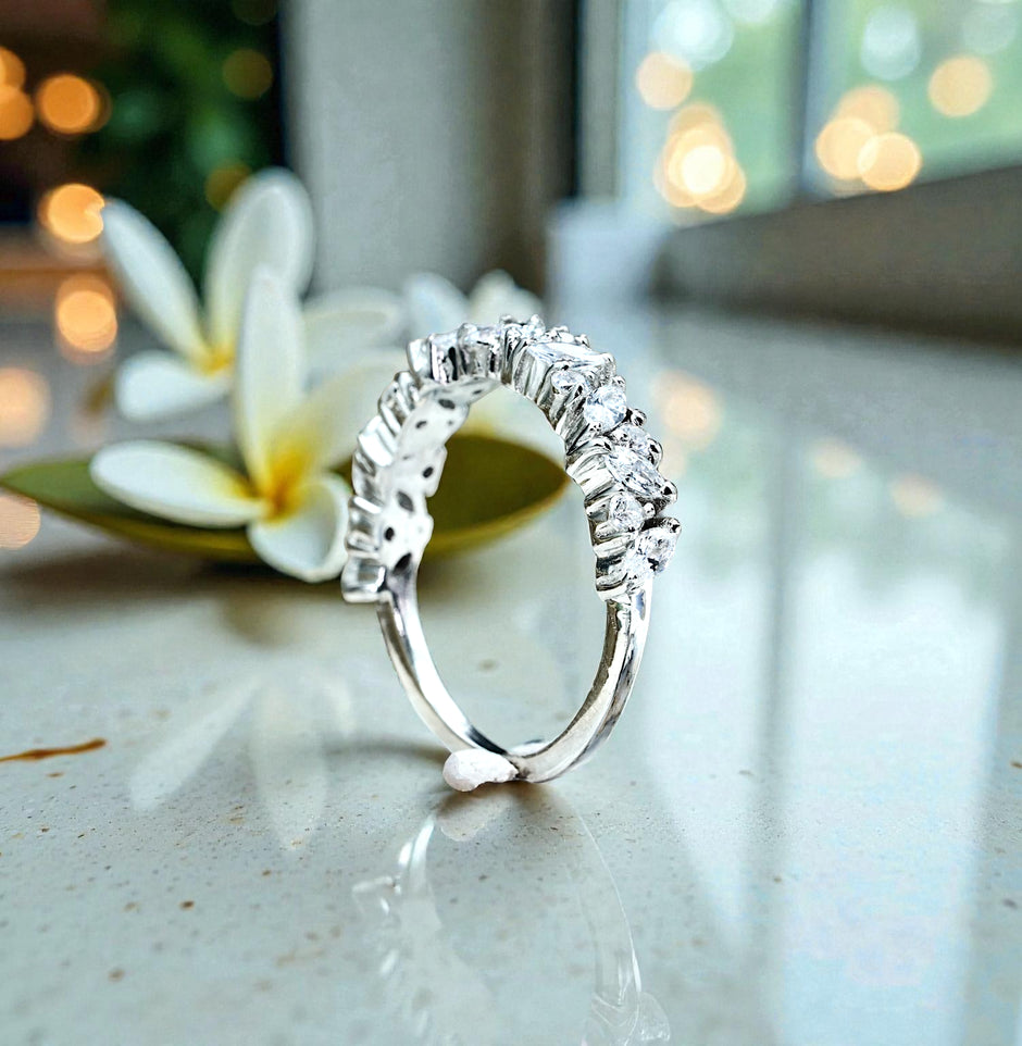 Moissanite Diamond Half Eternity band