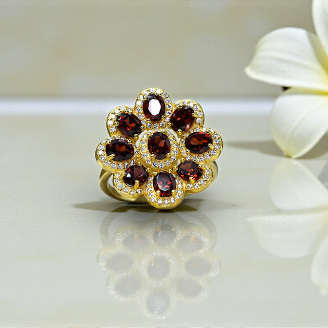 Natural Garnet Cocktail Bridal Ring RG-GM-GR-SL-006