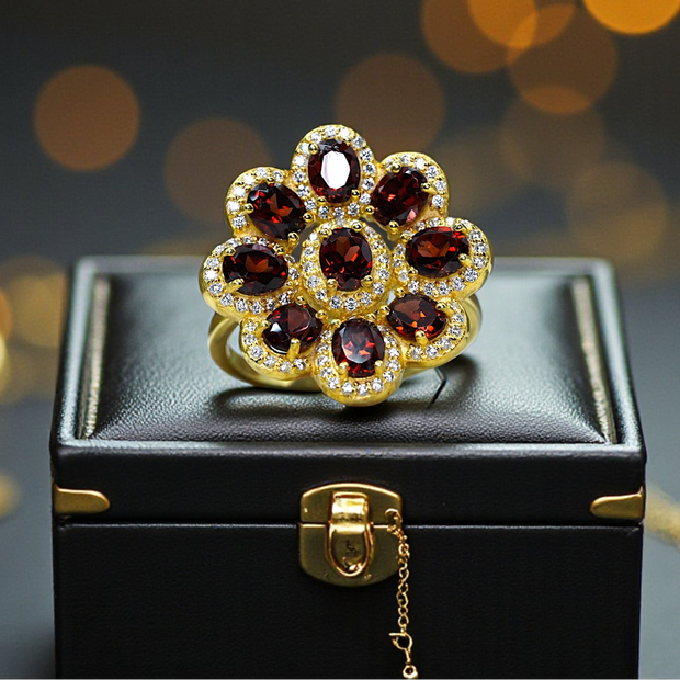 Natural Garnet Cocktail Bridal Ring RG-GM-GR-SL-006