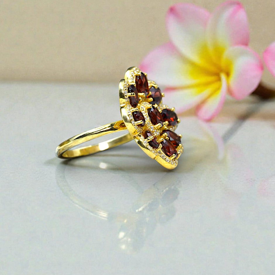 Natural Garnet Cocktail Bridal Ring RG-GM-GR-SL-006
