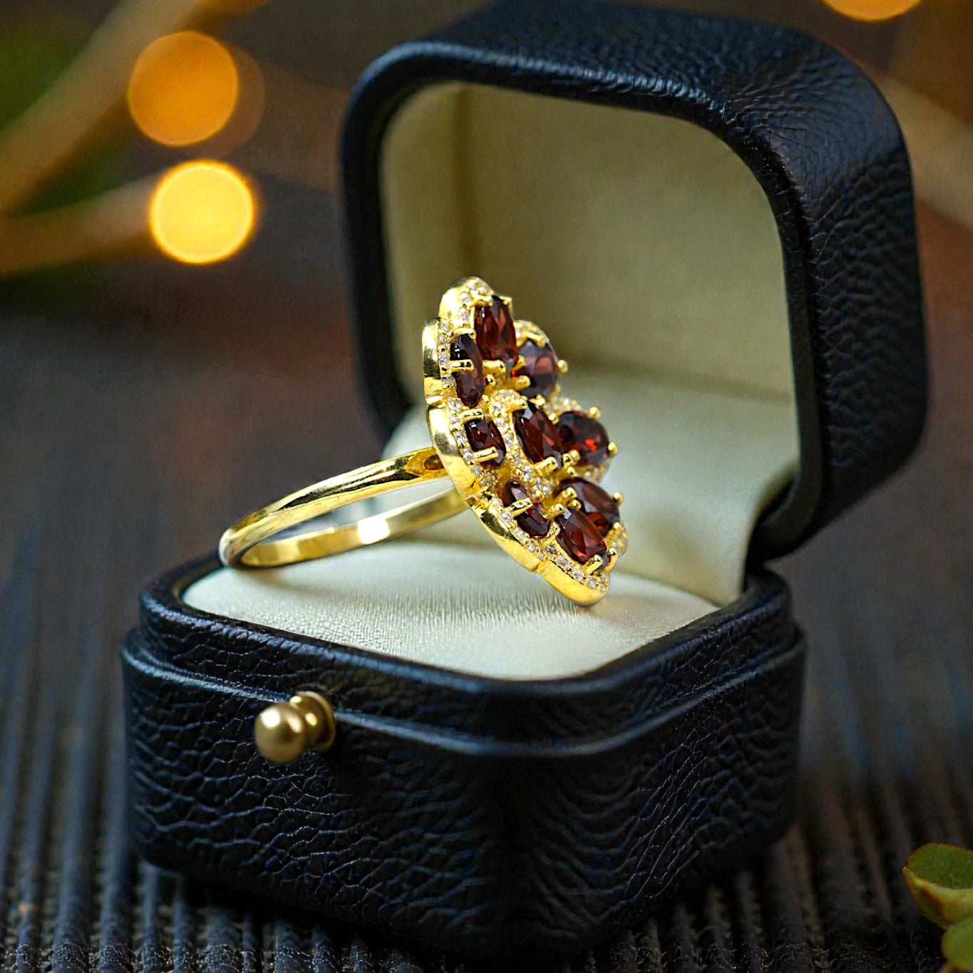 Natural Garnet Cocktail Bridal Ring RG-GM-GR-SL-006