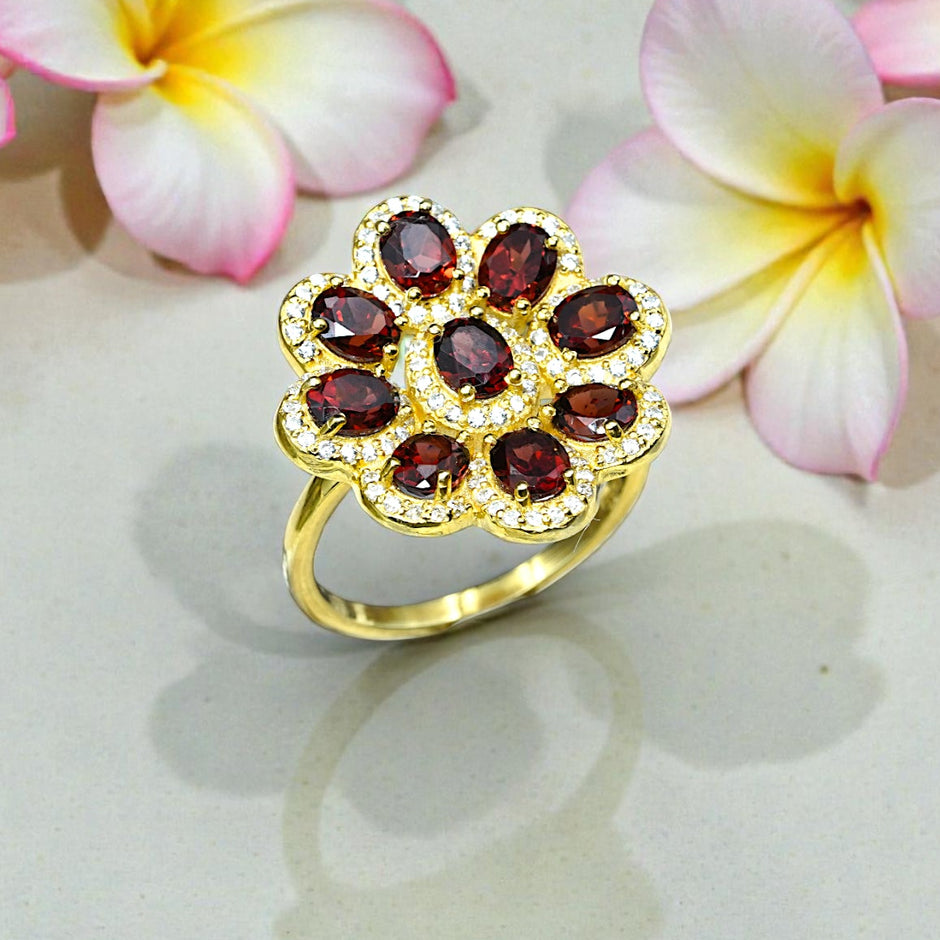 Natural Garnet Cocktail Bridal Ring RG-GM-GR-SL-006