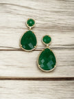 Emerald green fern bloom dangle earrings