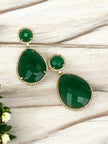 Emerald green fern bloom dangle earrings