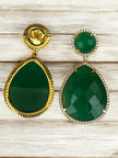 Emerald green fern bloom dangle earrings