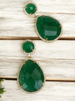 Emerald green fern bloom dangle earrings