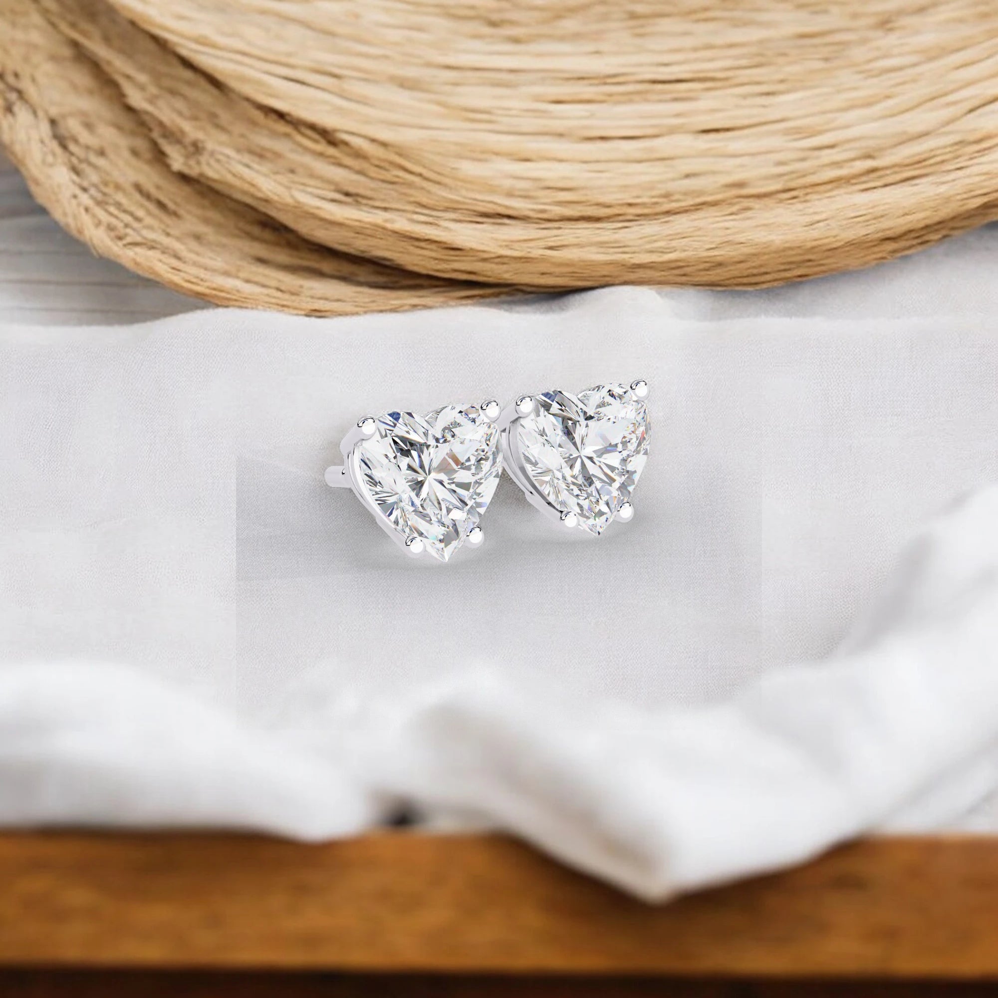 Solitaire Heart Moissanite Diamond 925 Sterling Silver Stud Earrings