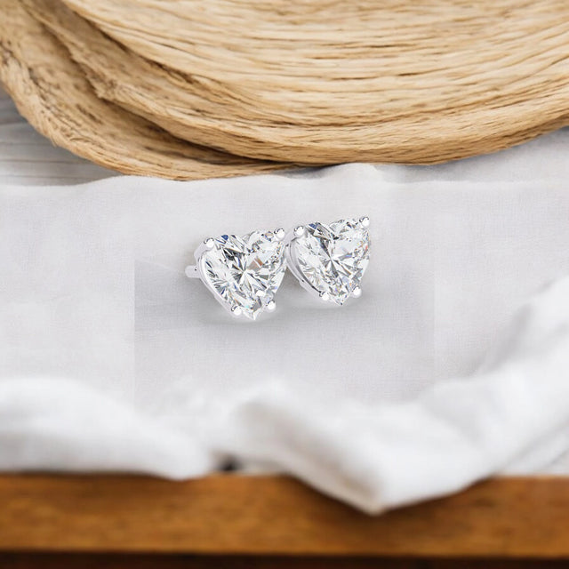 Solitaire Heart Moissanite Diamond 925 Sterling Silver Stud Earrings
