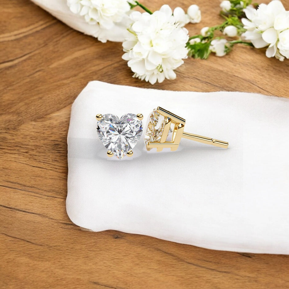 Solitaire Heart Moissanite Diamond 925 Sterling Silver Stud Earrings
