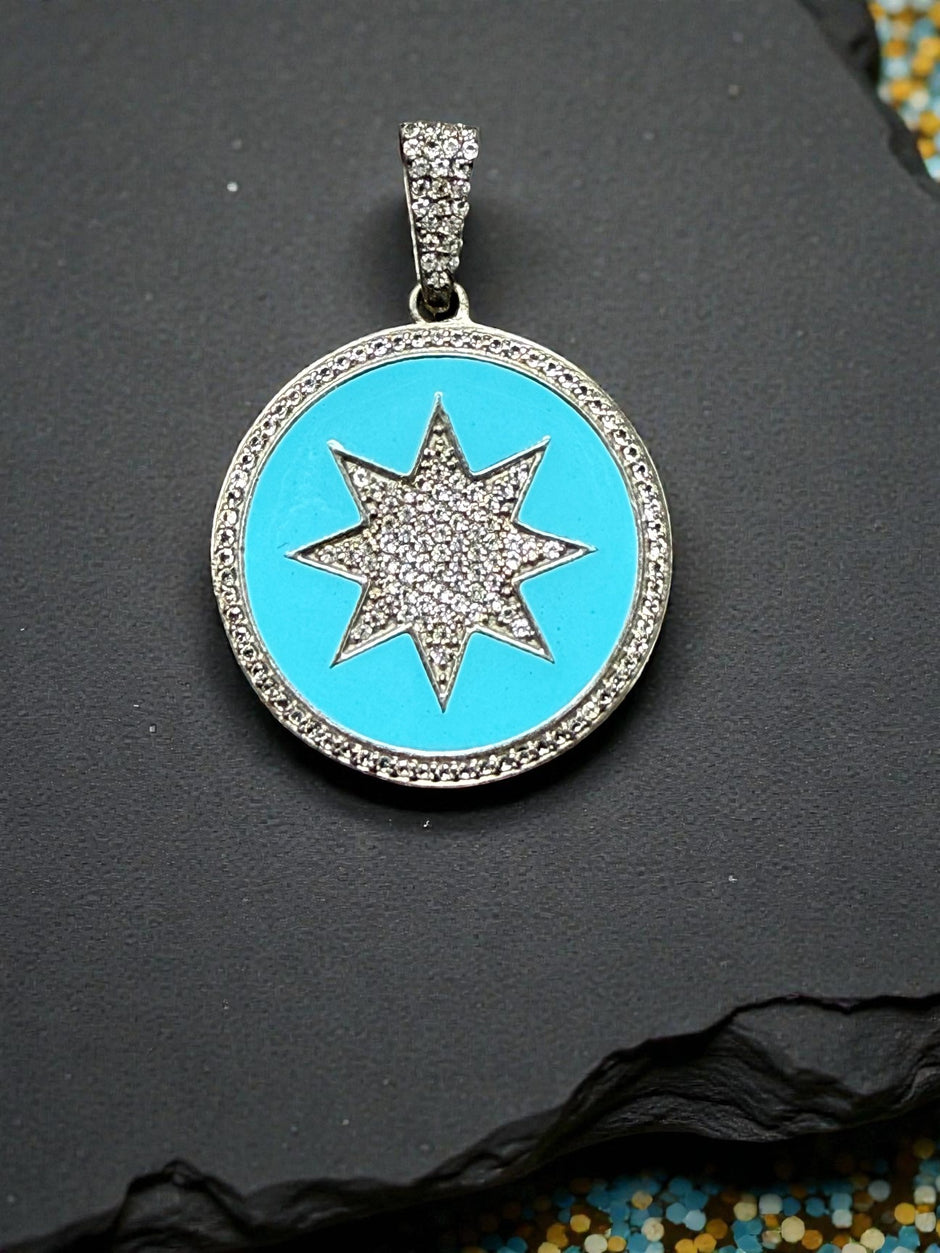 Turquoise North Star Pendant 925 Sterling Silver