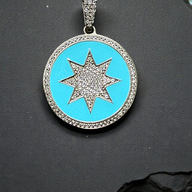 Turquoise North Star Pendant 925 Sterling Silver