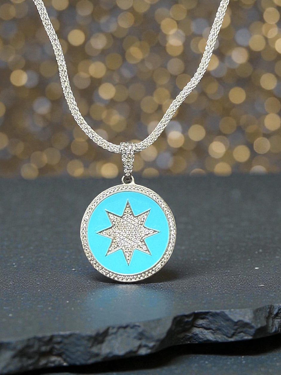 Turquoise North Star Pendant 925 Sterling Silver