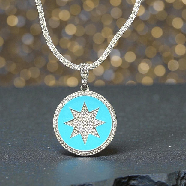 Turquoise North Star Pendant 925 Sterling Silver