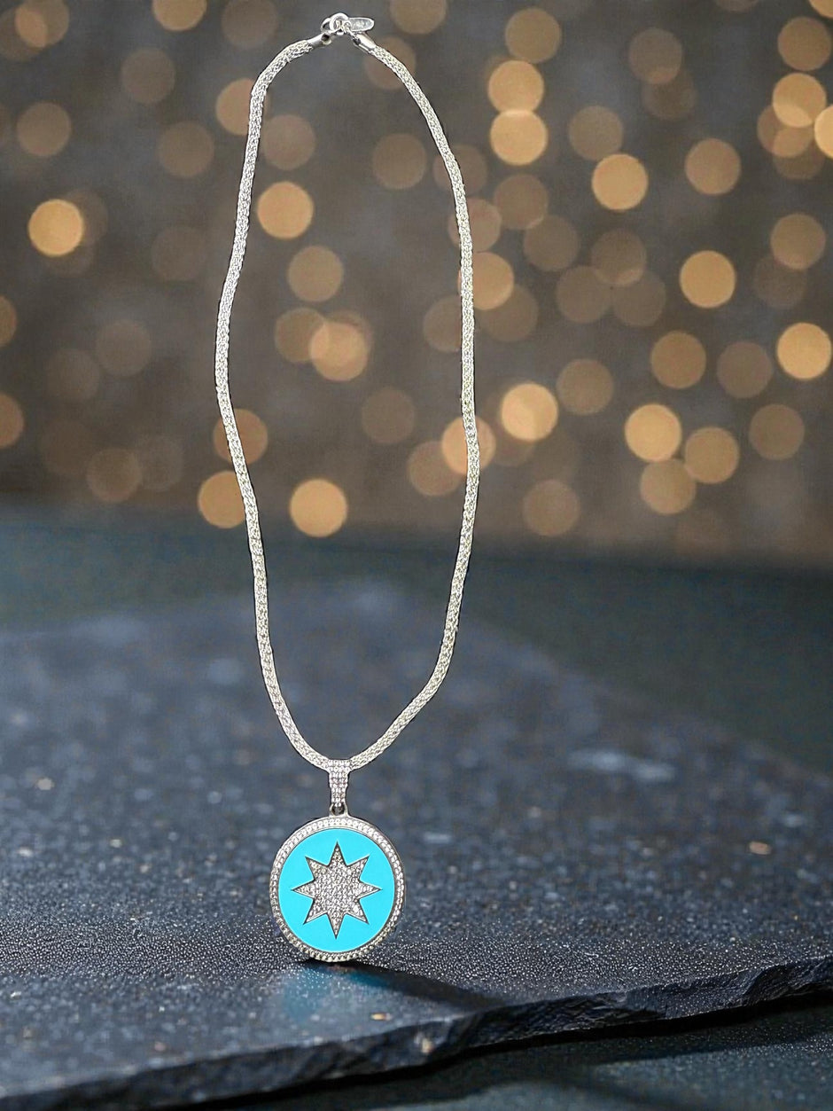 Turquoise North Star Pendant 925 Sterling Silver