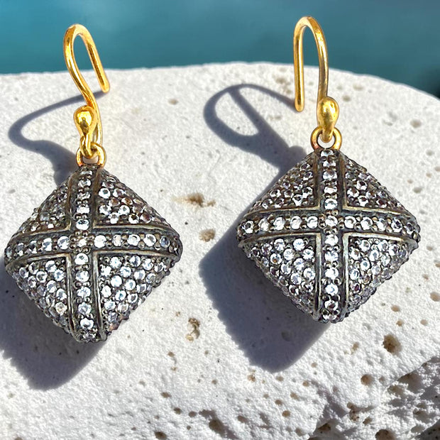 925 sterling silver vintage Cushion Drop Earrings