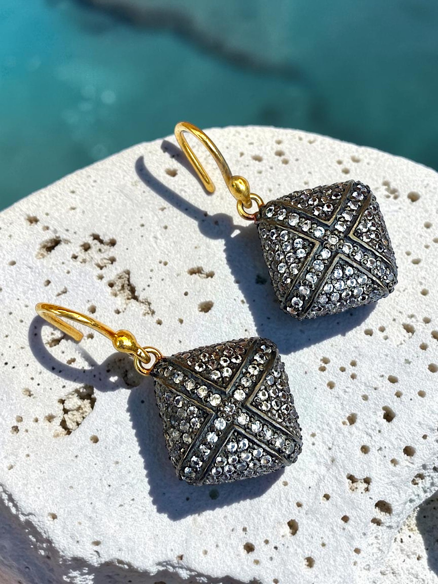 925 sterling silver vintage Cushion Drop Earrings
