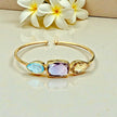 Natural Gemstone Trinity Cuff Bangle