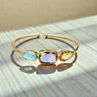 Natural Gemstone Trinity Cuff Bangle