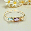 Natural Gemstone Trinity Cuff Bangle