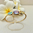 Natural Gemstone Trinity Cuff Bangle