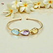 Natural Gemstone Trinity Cuff Bangle