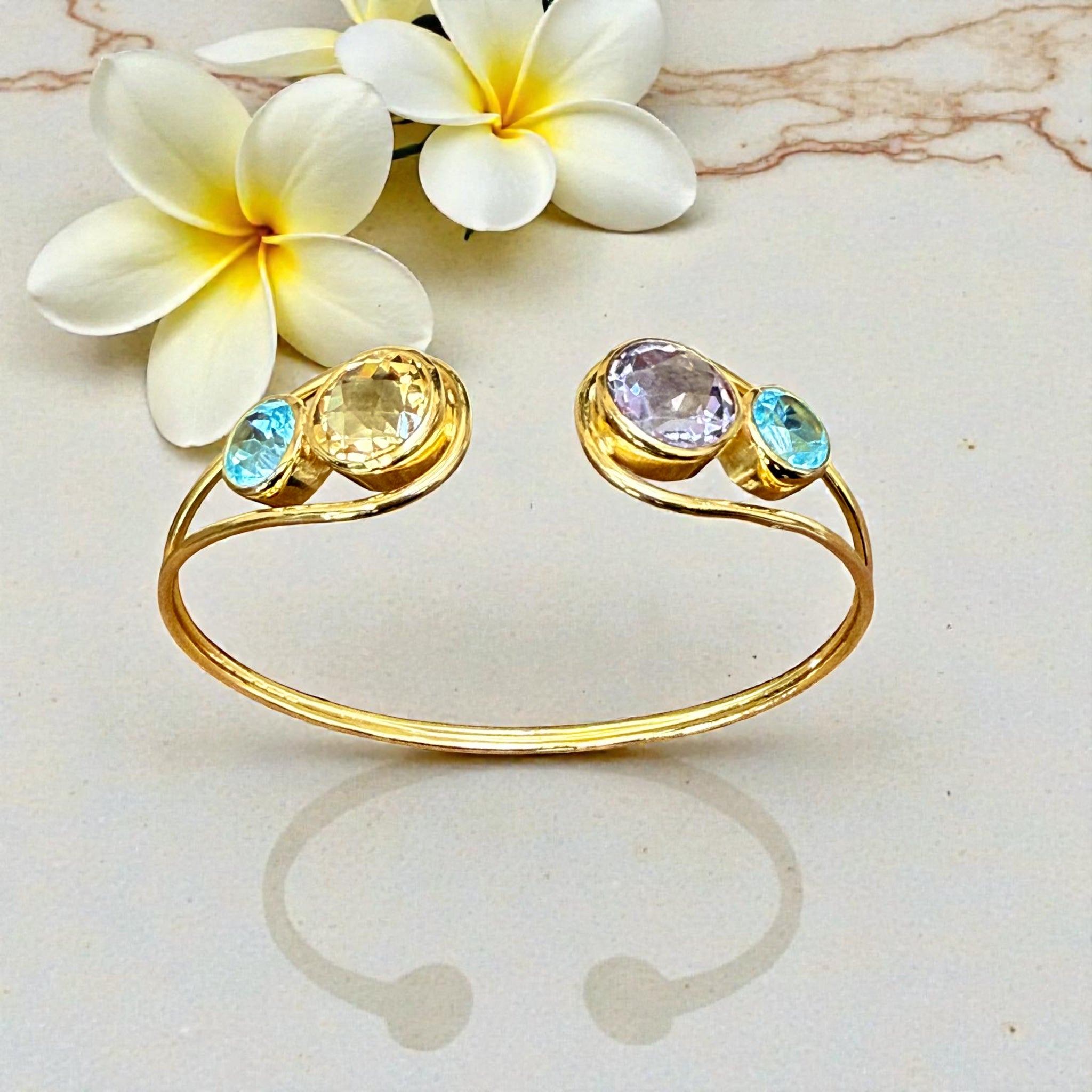 Natural Gemstone  Cuff Bangle