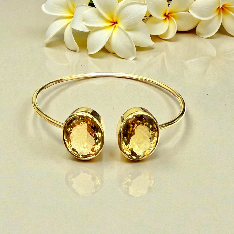 Natural Gemstone Citrine Cuff Bangle