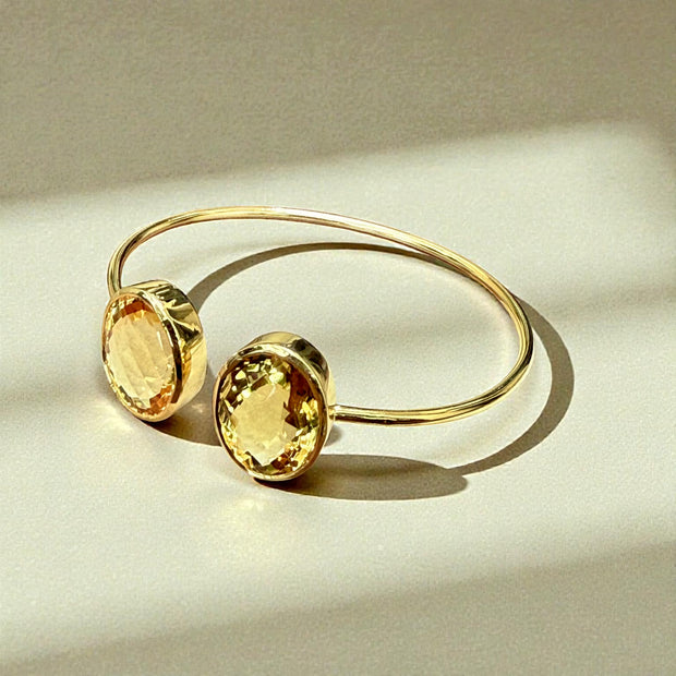 Natural Gemstone Citrine Cuff Bangle