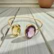 Citrin & Lavender Amethyst Open Cuff Bangle