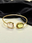 Rose quartz and lemon quartz Open Cuff Bangle