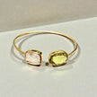 Rose quartz and lemon quartz Open Cuff Bangle