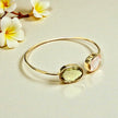 Rose quartz and lemon quartz Open Cuff Bangle
