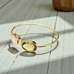 Rose quartz and lemon quartz Open Cuff Bangle