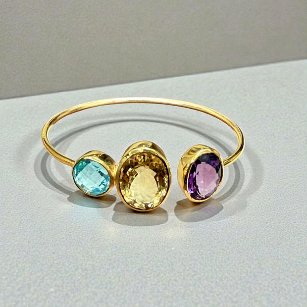 Amethyst Topaz Open Cuff Bangle