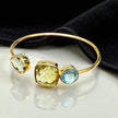 Emerald cut green Amethyst Topaz Open Cuff Bangle