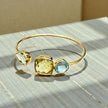 Emerald cut green Amethyst Topaz Open Cuff Bangle