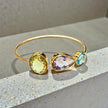 Amethyst blue topaz and lemon quartzOpen Cuff Bangle