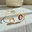 Open Cuff Gemstone Bangle – Blue Topaz, Lavender Amethyst, Rose Quartz