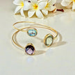 Open Cuff Gemstone Bangle – Blue Topaz, Lavender Amethyst, peridot