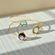 Open Cuff Gemstone Bangle – Blue Topaz, Lavender Amethyst, peridot