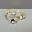 Open Cuff Gemstone Bangle – Blue Topaz, Lavender Amethyst, peridot